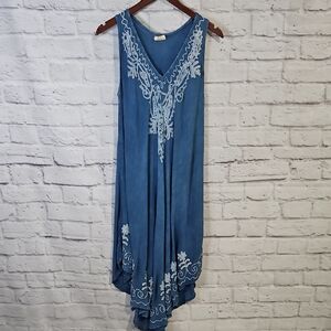 Beach By Exist Blue Embroidered Sleeveless Swim Coverup